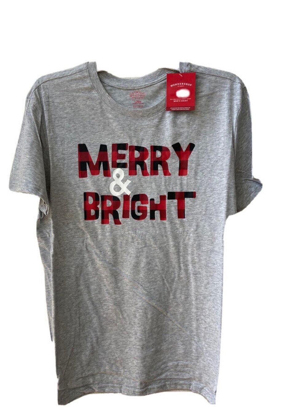 Merry and Bright Gray Soft Sleepwear T Shirt Wondershop / Size Mens' M NWT